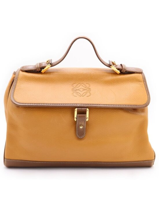 Loewe Anagram 2-Way Shoulder Bag Brown Leather Gold